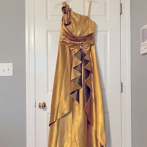 Gold silk dress